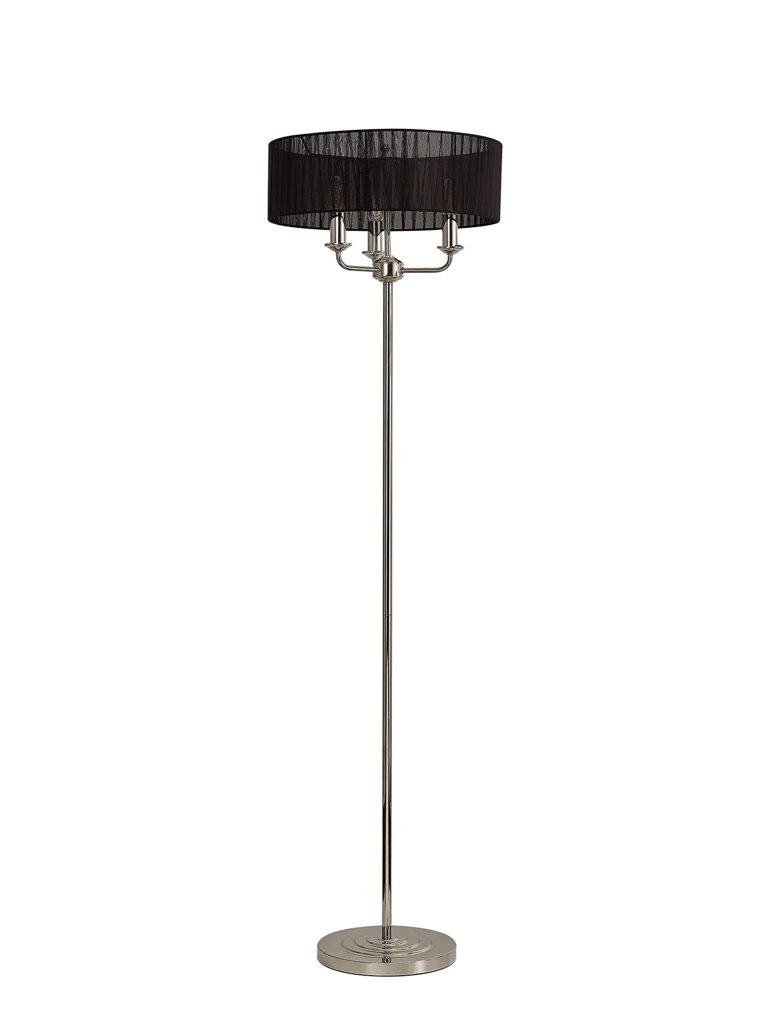 Banyan 45cm 3 Light Floor Lamp Polished Nickel, Black DK0888  Deco Banyan PN BL